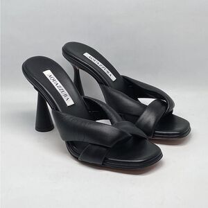 Aquazzura Amore 95MM Leather Black Mule size 37.5